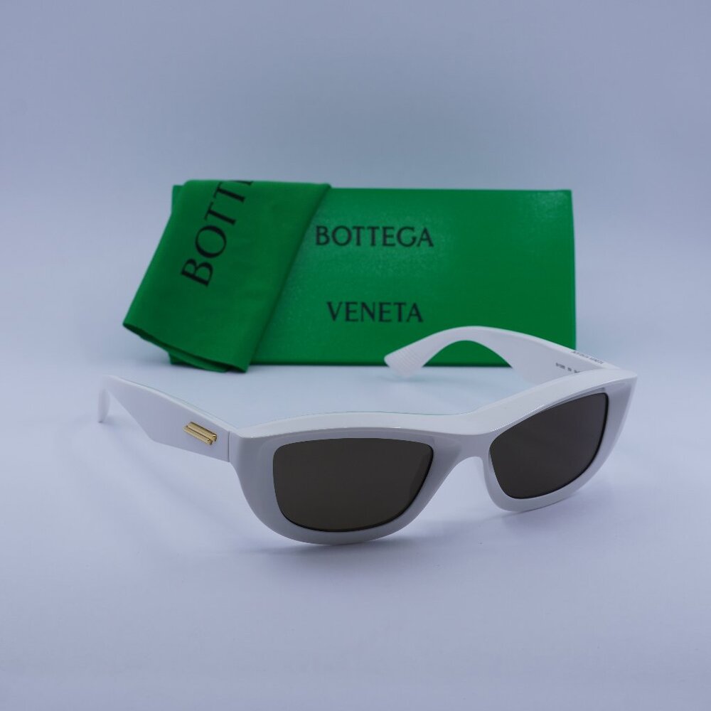 Bottega Veneta BV1326S 004 Rectangle Sunglasses - Ivory/Brown - Picture 6 of 10